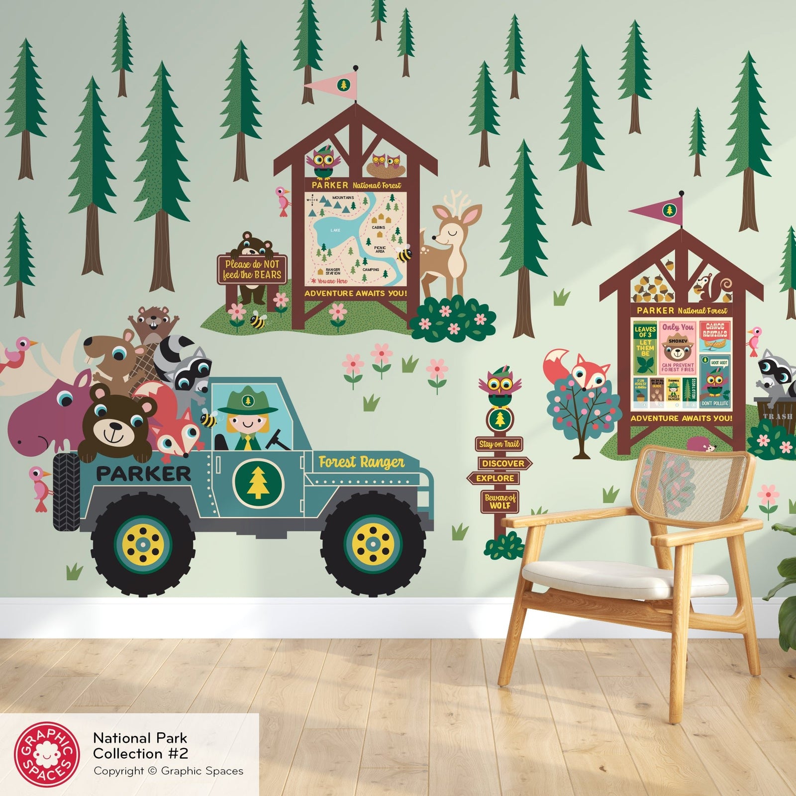 Wall Decal - Jeep Forest Ranger Collection (Personalized, Girl) - Graphic Spaces