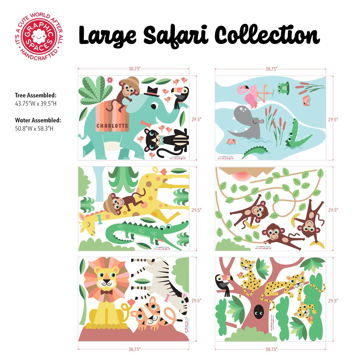 Wall Decal - Large Safari Animal Collection (Personalized) - Graphic Spaces
