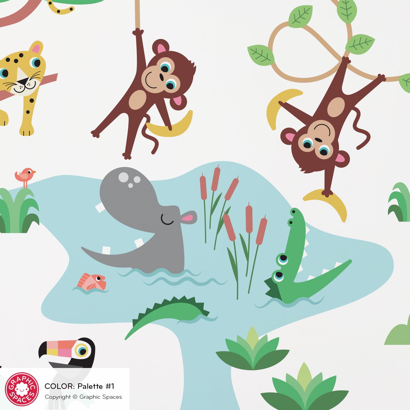 Wall Decal - Large Safari Animal Collection (Personalized) - Graphic Spaces