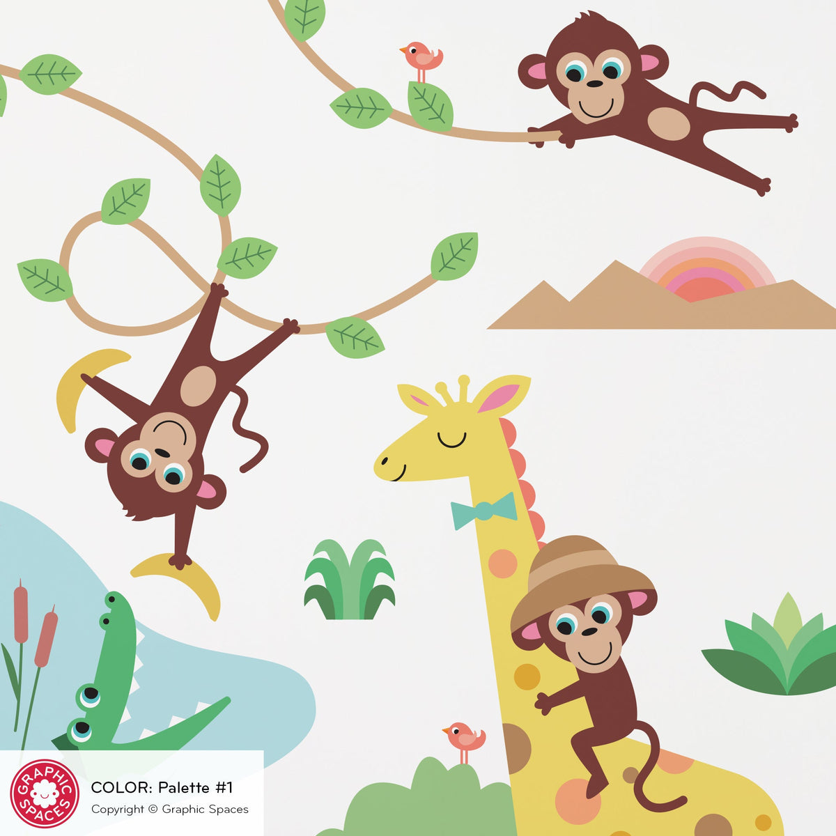 Wall Decal - Large Safari Animal Collection (Personalized) - Graphic Spaces