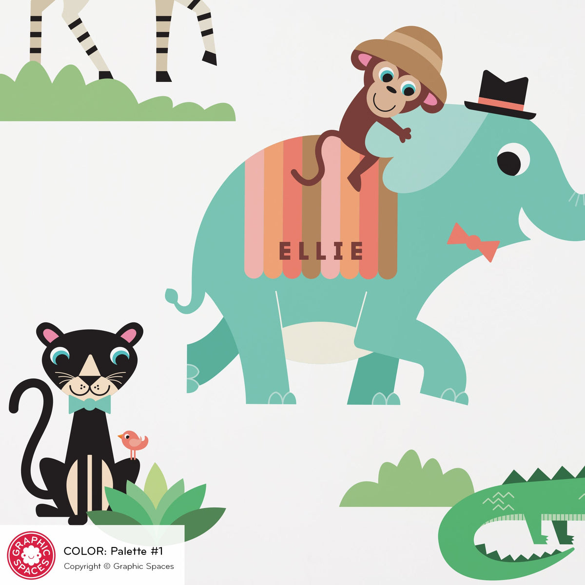 Wall Decal - Large Safari Animal Collection (Personalized) - Graphic Spaces