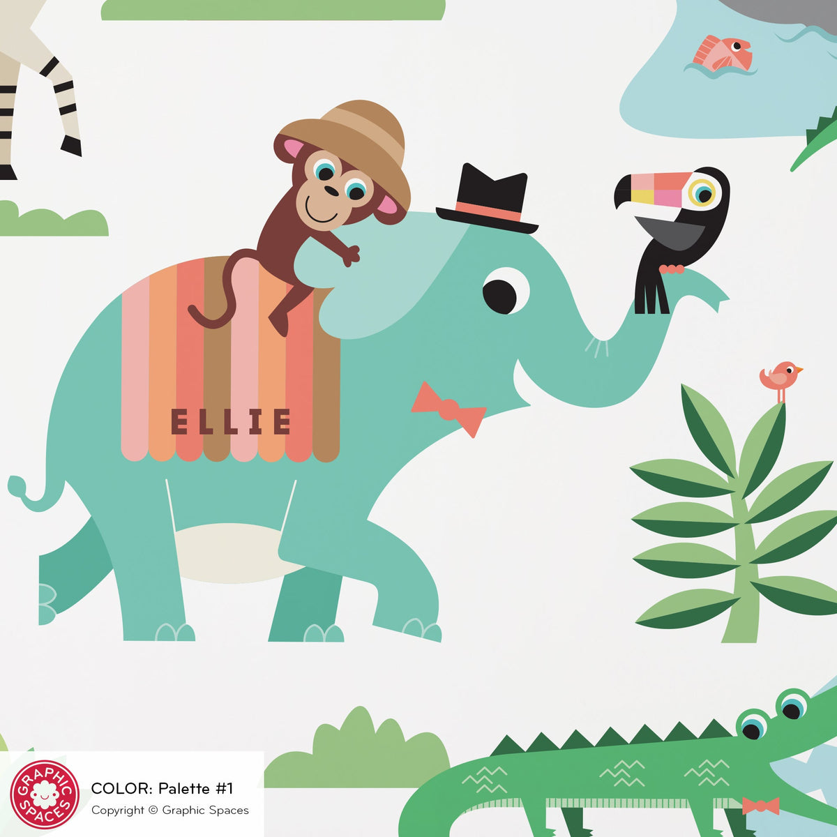 Wall Decal - Large Safari Animal Collection (Personalized) - Graphic Spaces