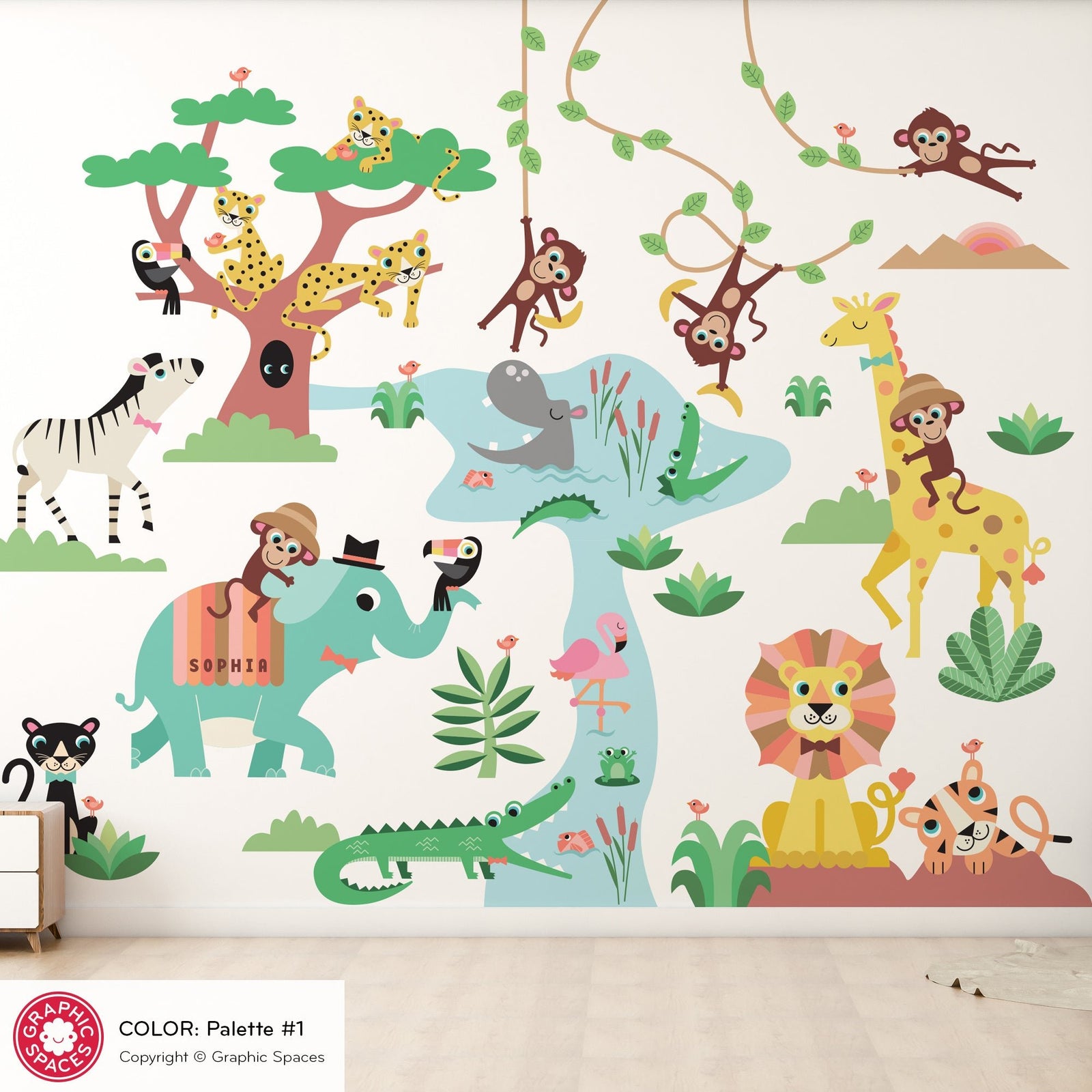 Wall Decal - Large Safari Animal Collection (Personalized) - Graphic Spaces