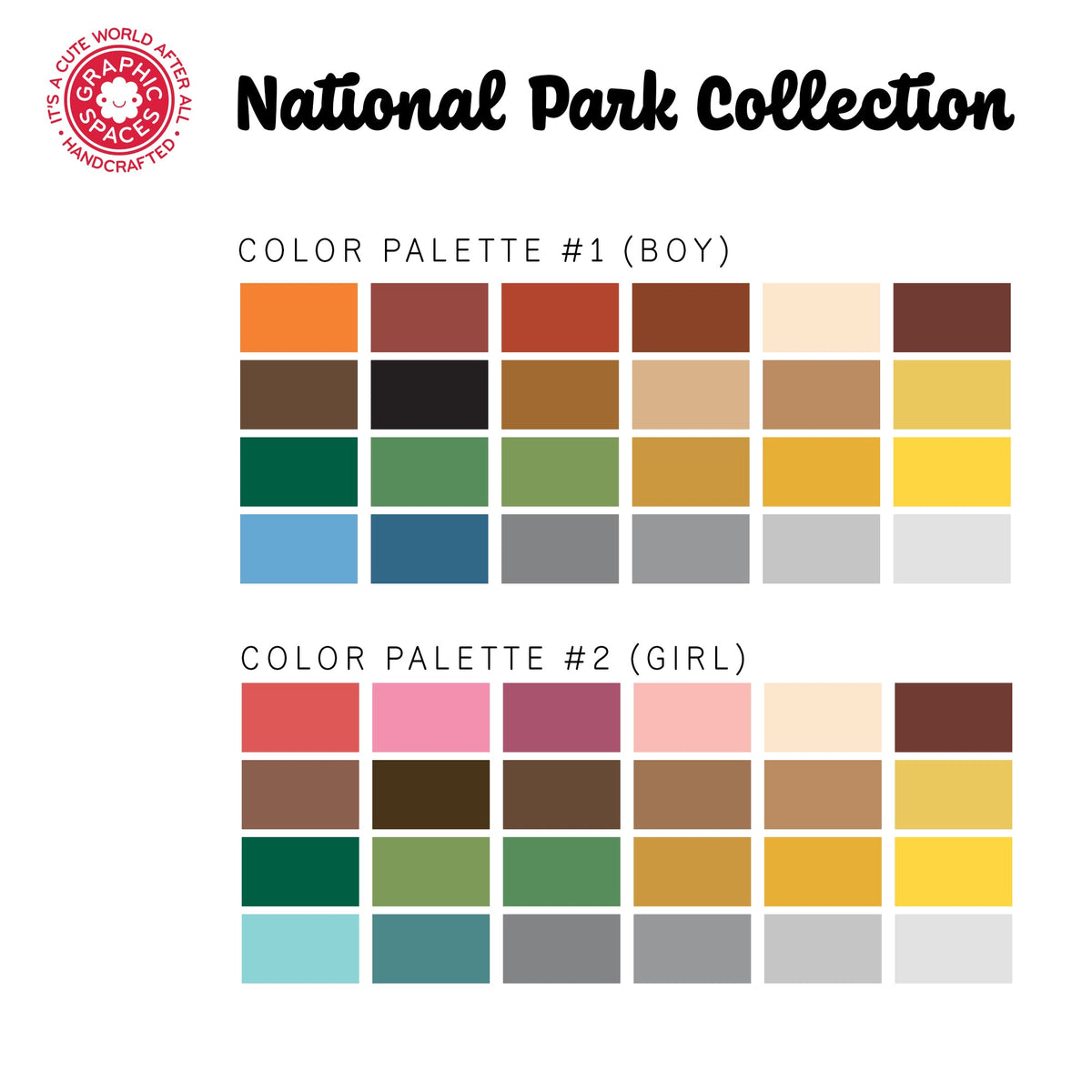 Wall Decal - National Forest Animal Stack Pine Tree - Palette 1 - 5 trees - Graphic Spaces