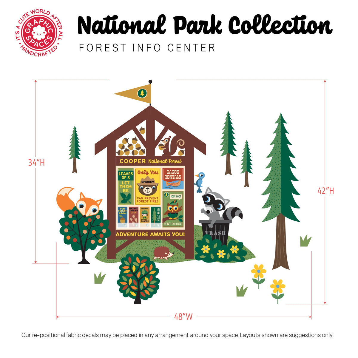 Wall Decal - National Forest Information Center (Personalized) - Palette 1 - 4 trees - Graphic Spaces
