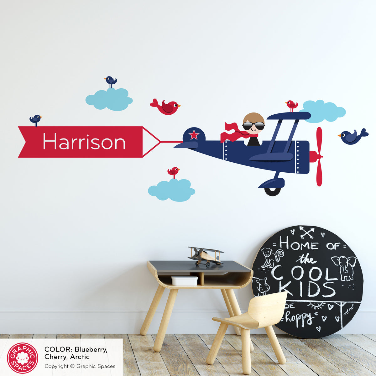 Wall Decal - Airplane Banner (Personalized, Boy)