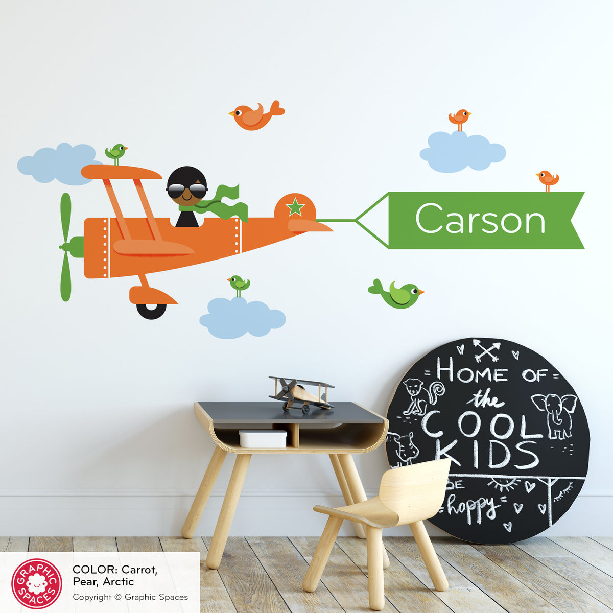 Wall Decal - Airplane Banner (Personalized, Boy)