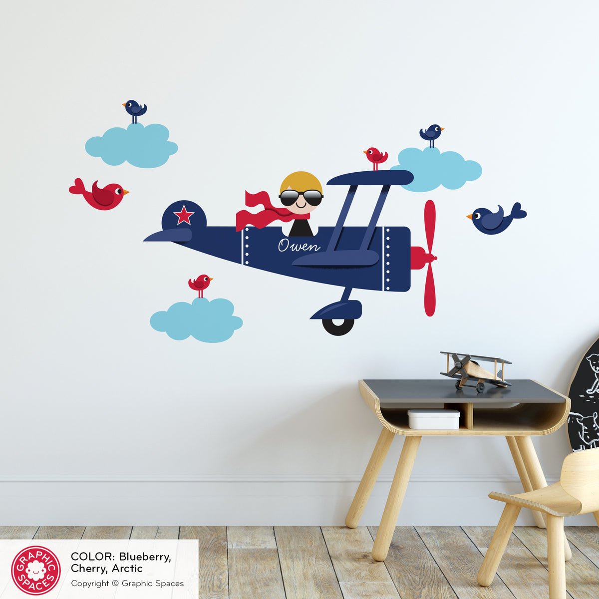 Wall Decal - Airplane (Personalized, Boy)
