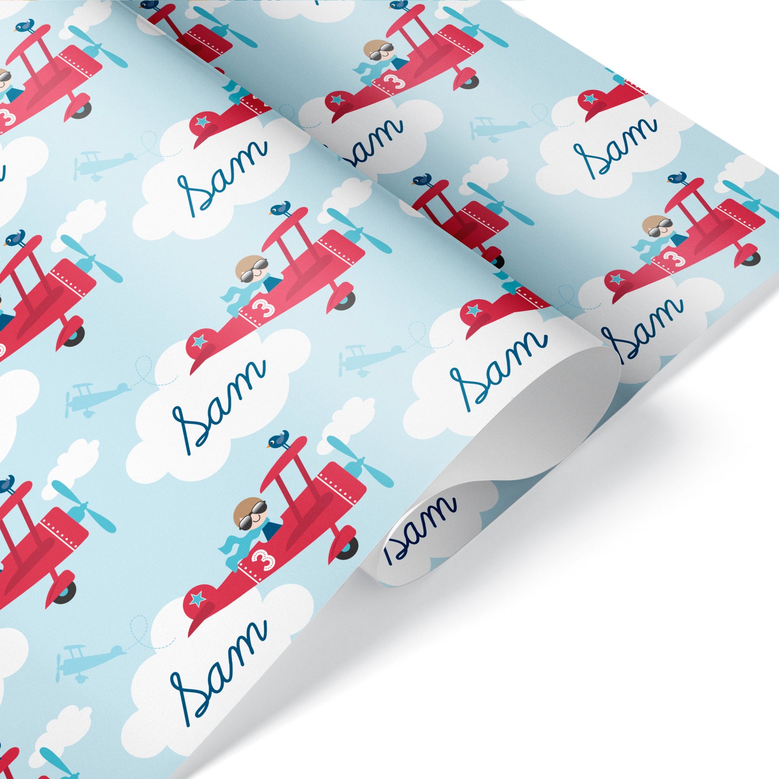 Kids Wrapping Paper - Airplane Birthday (Personalized, Boy) - Graphic Spaces