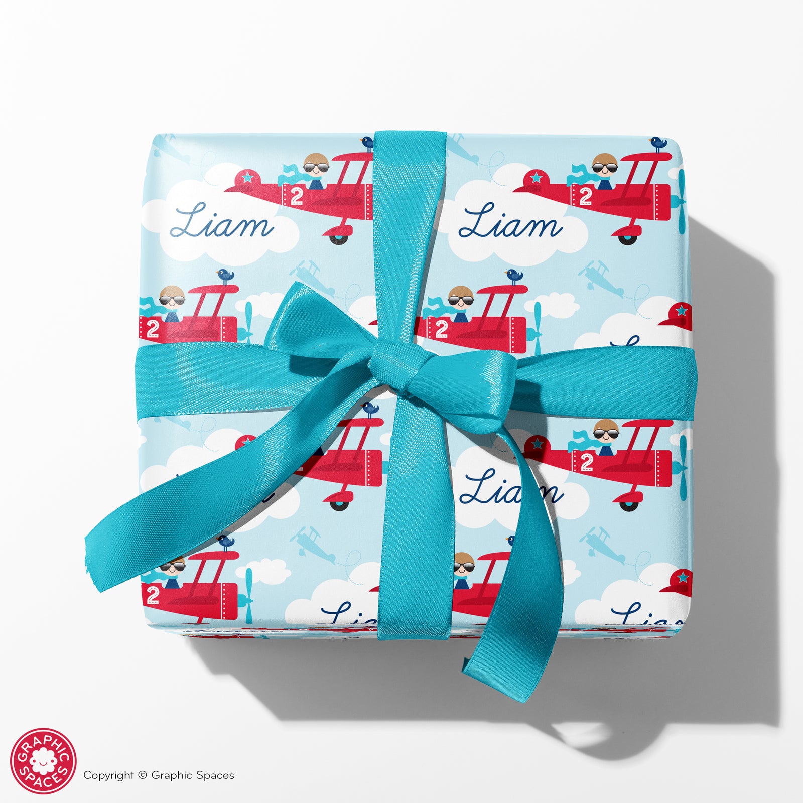 Kids Wrapping Paper - Airplane Birthday (Personalized, Boy) - Graphic Spaces