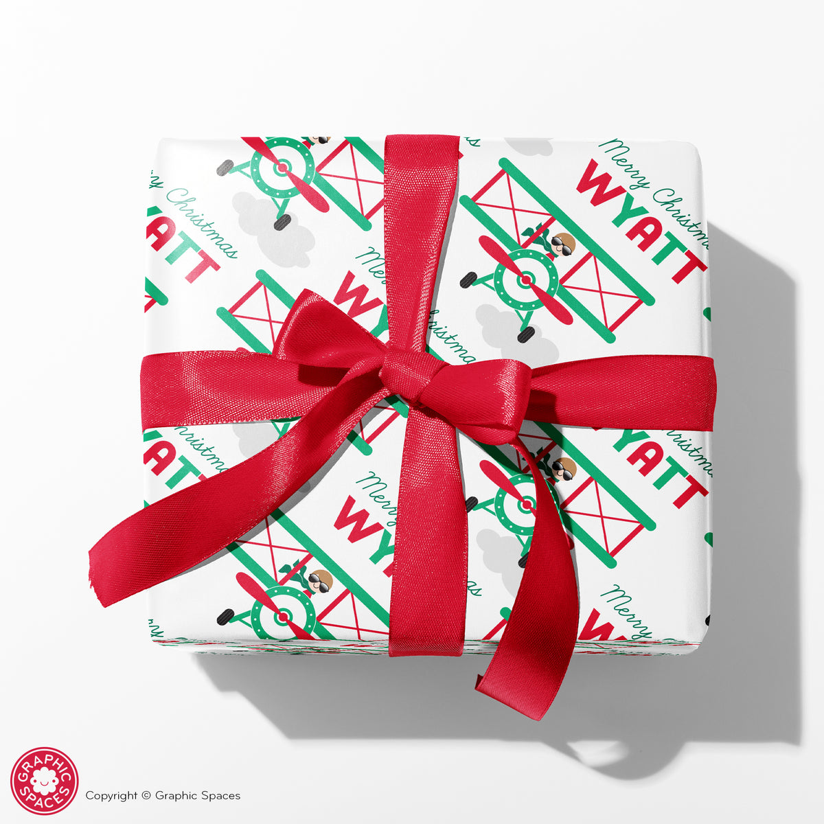 Airplane Christmas Personalized Wrapping Paper