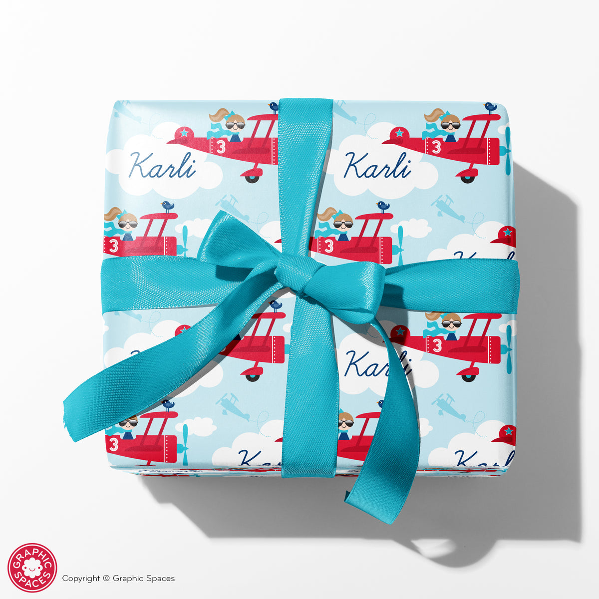 Airplane Girl Personalized Wrapping Paper