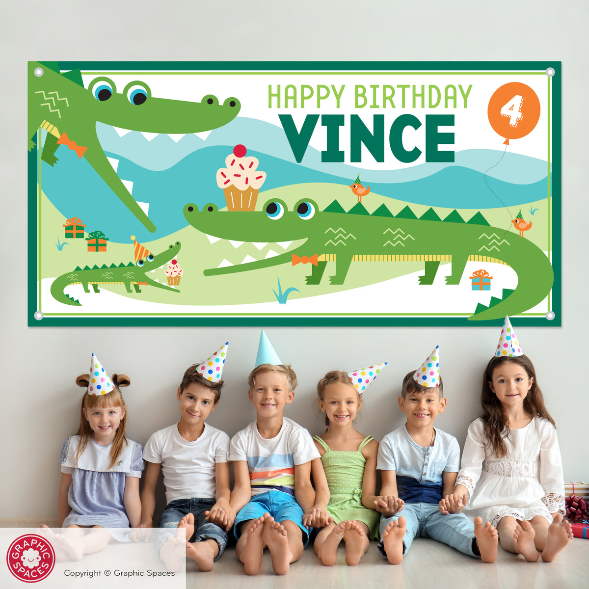 Alligator Birthday Party Banner, Personalized