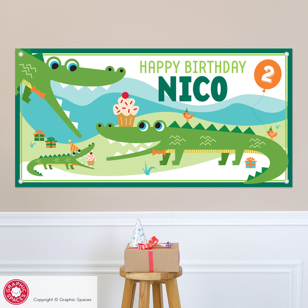 Alligator Birthday Party Banner, Personalized