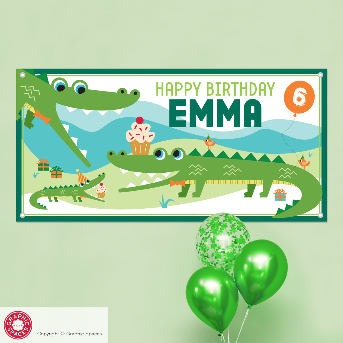 Alligator Birthday Party Banner, Personalized