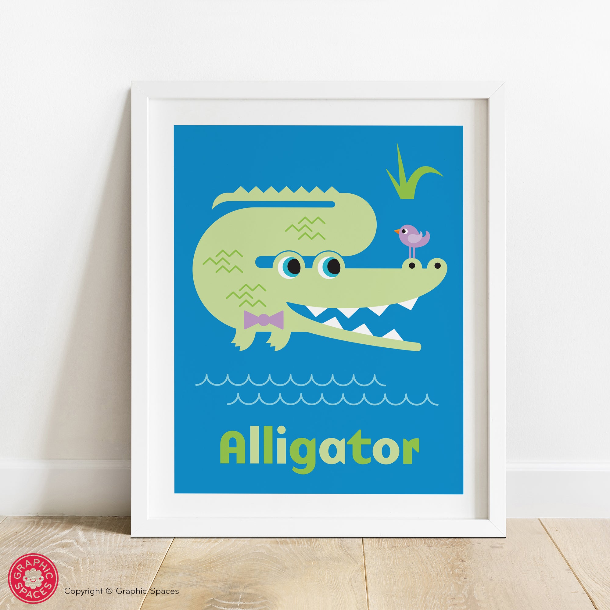 Alligator nursery art print.