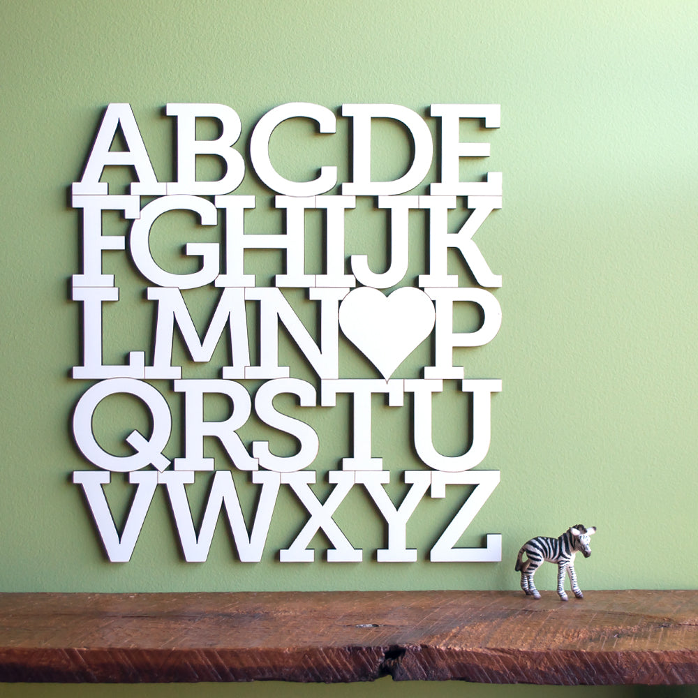 Wood Alphabet Wall Hanging, ABC Baby Nursery Decor
