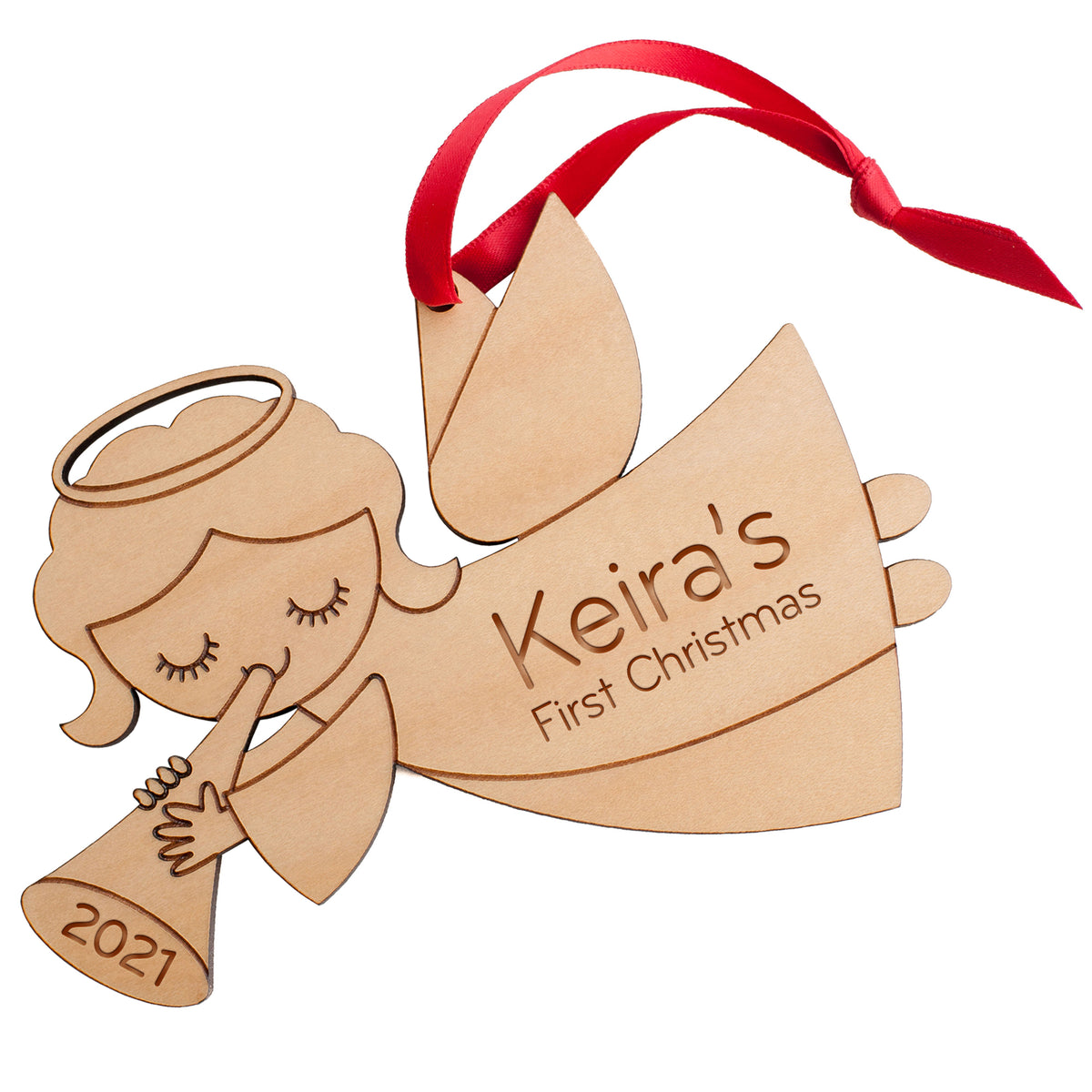 Angel Wooden Christmas Ornament - Personalized