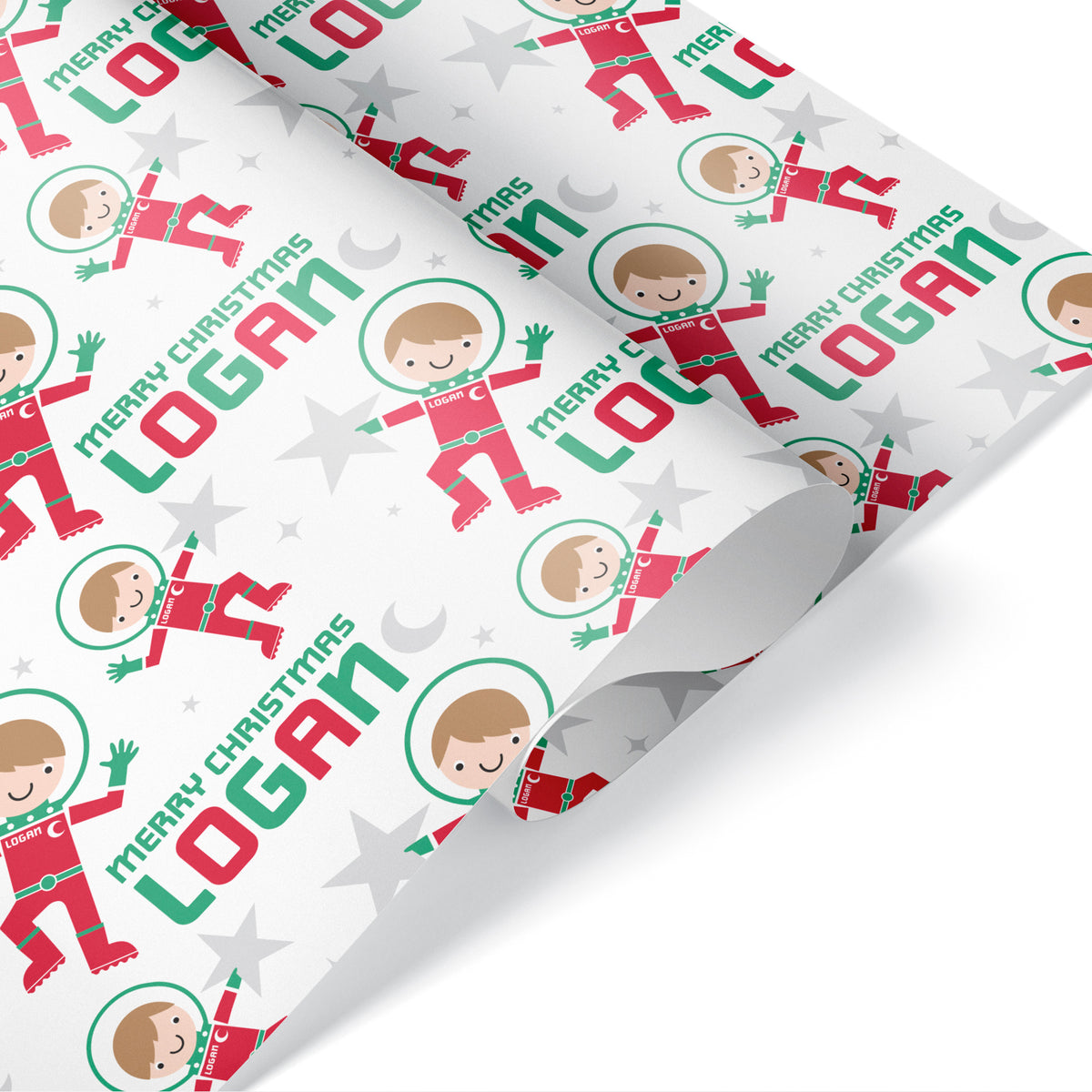 Astronaut Boy Christmas Personalized Wrapping Paper