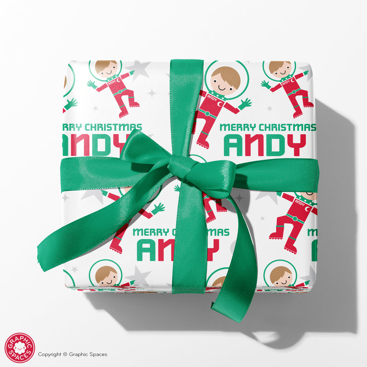 Astronaut Boy Christmas Personalized Wrapping Paper