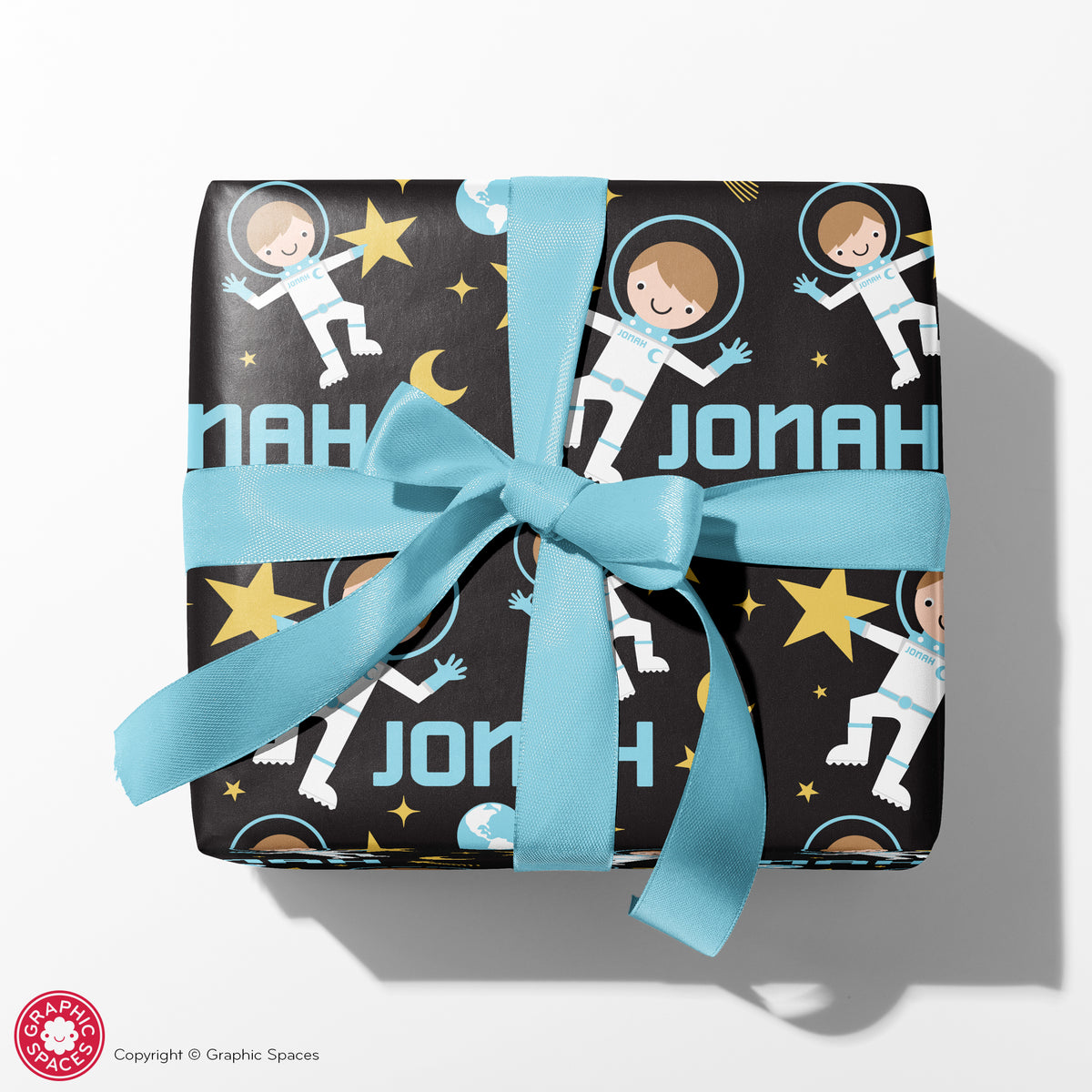 Astronaut Boy Personalized Wrapping Paper - BLUE
