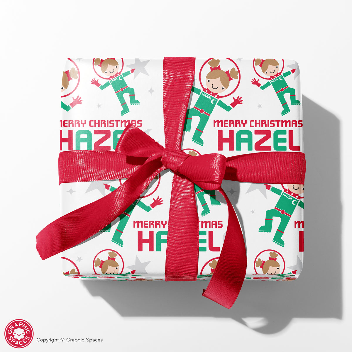 Astronaut Girl Christmas Personalized Wrapping Paper