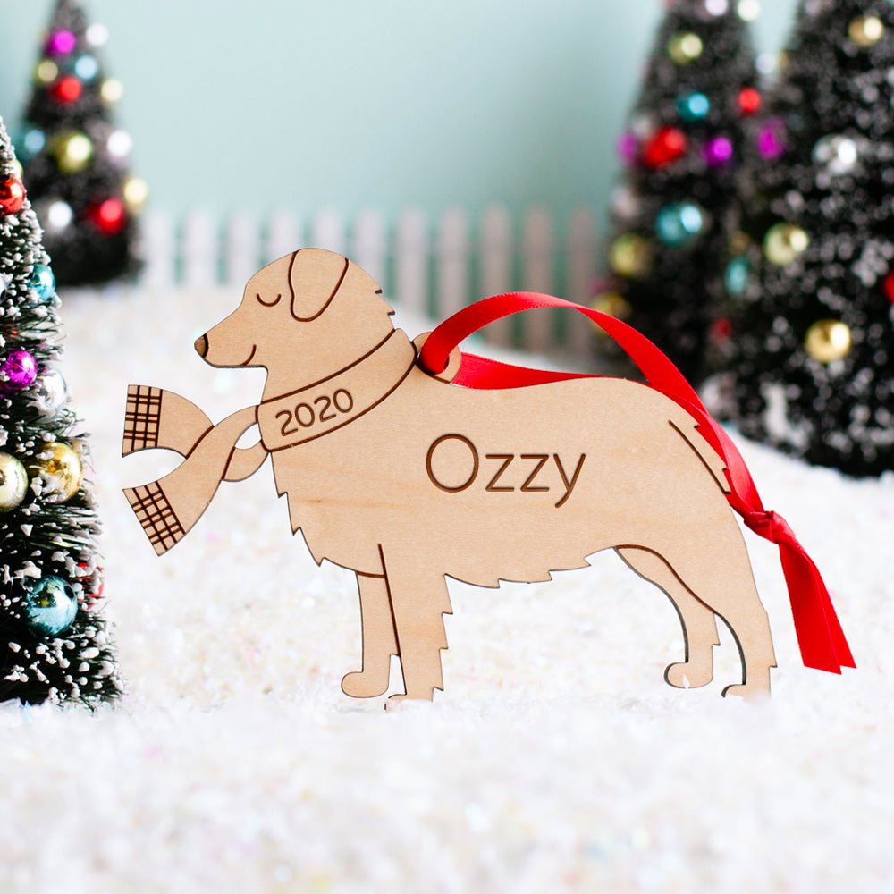 Dog Christmas Ornament - Australian Shepherd (Personalized, Wood) Light Maple - Graphic Spaces