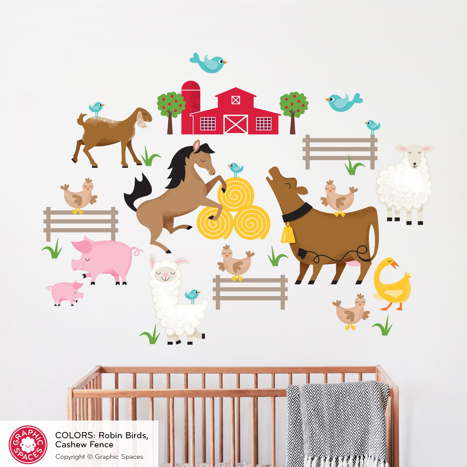 Kids Wall Decal - Barnyard Farm Animals - Graphic Spaces