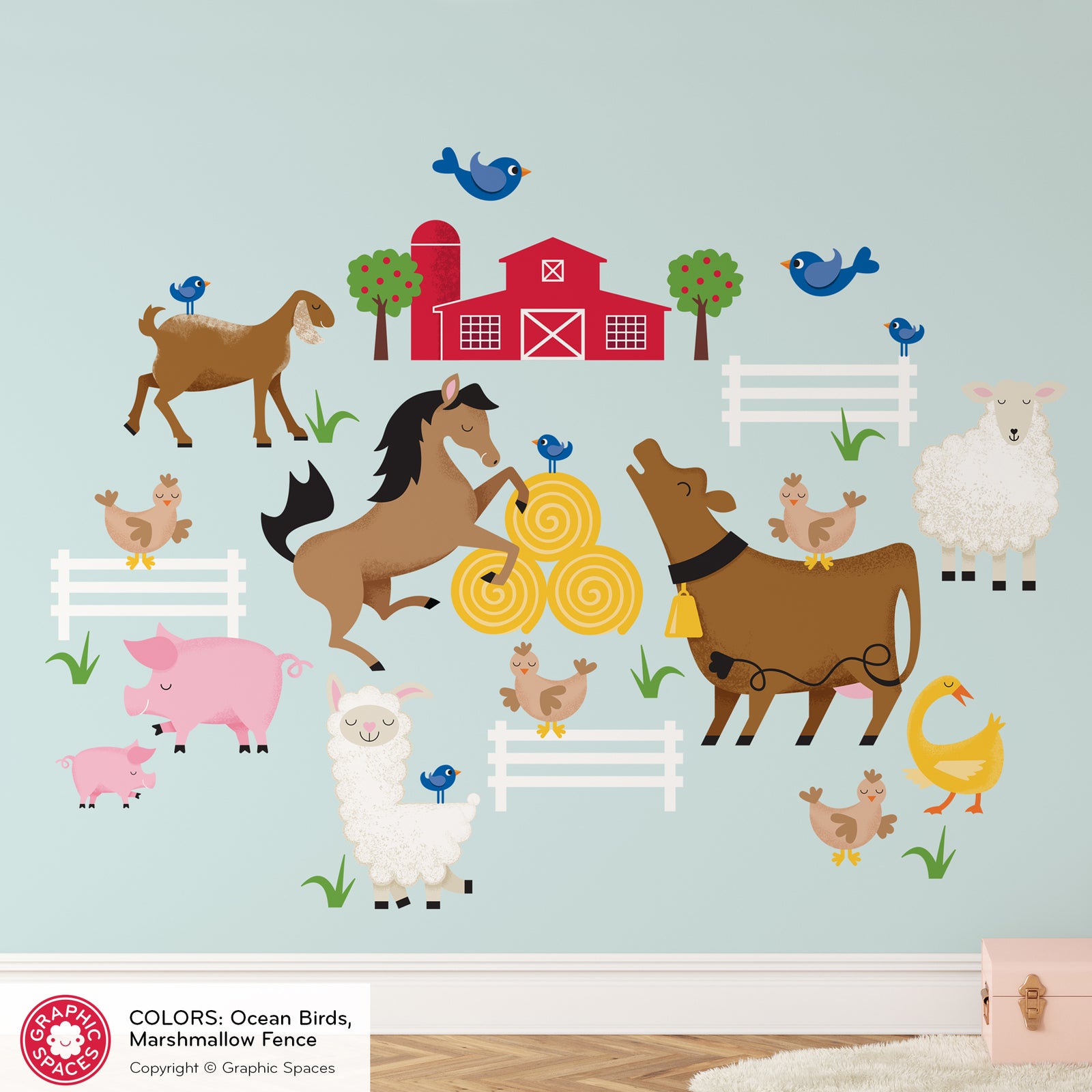 Kids Wall Decal - Barnyard Farm Animals - Graphic Spaces