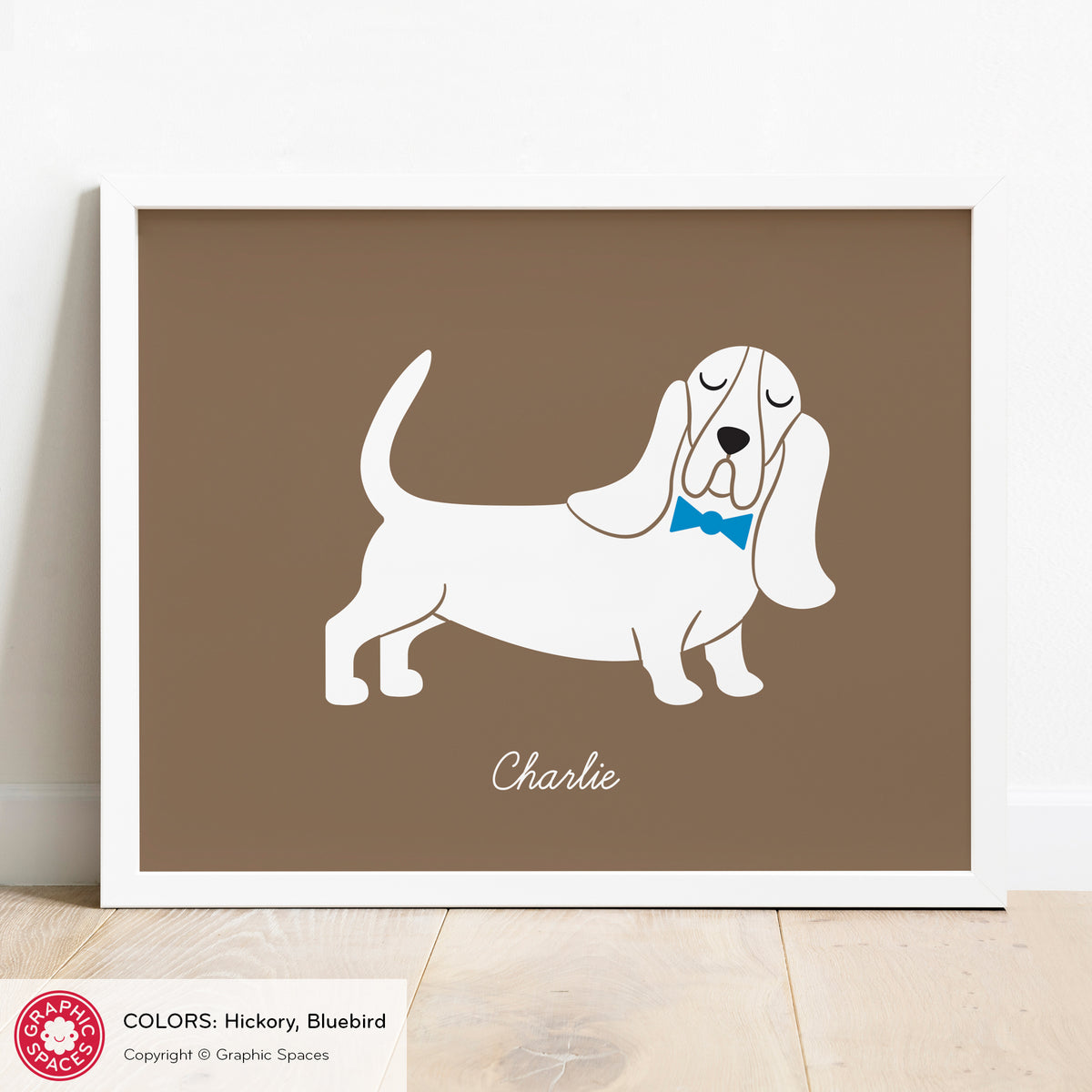 Basset Hound nursery art print, personalized.