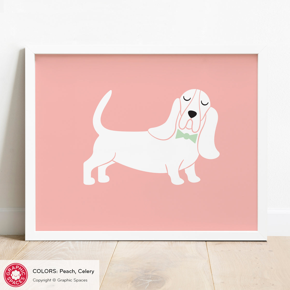 Basset Hound nursery art print.