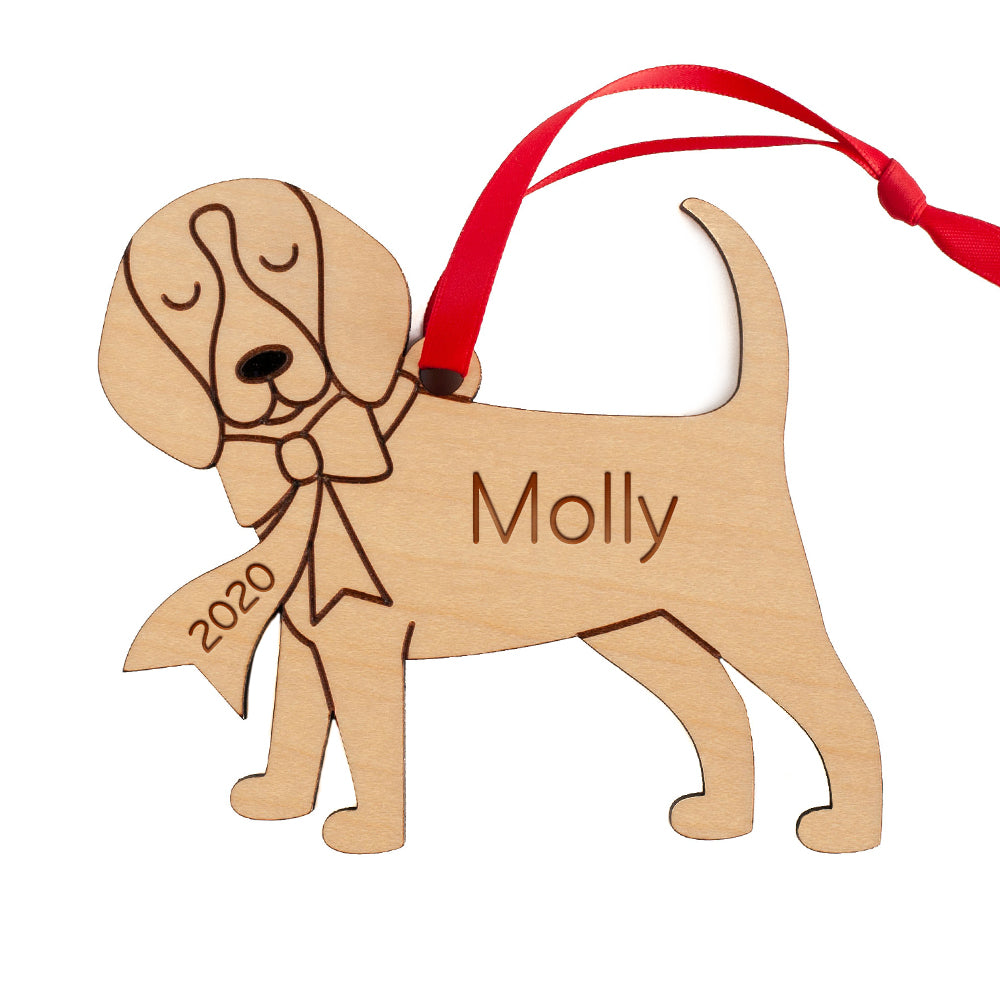 Beagle Wooden Christmas Ornament - Personalized