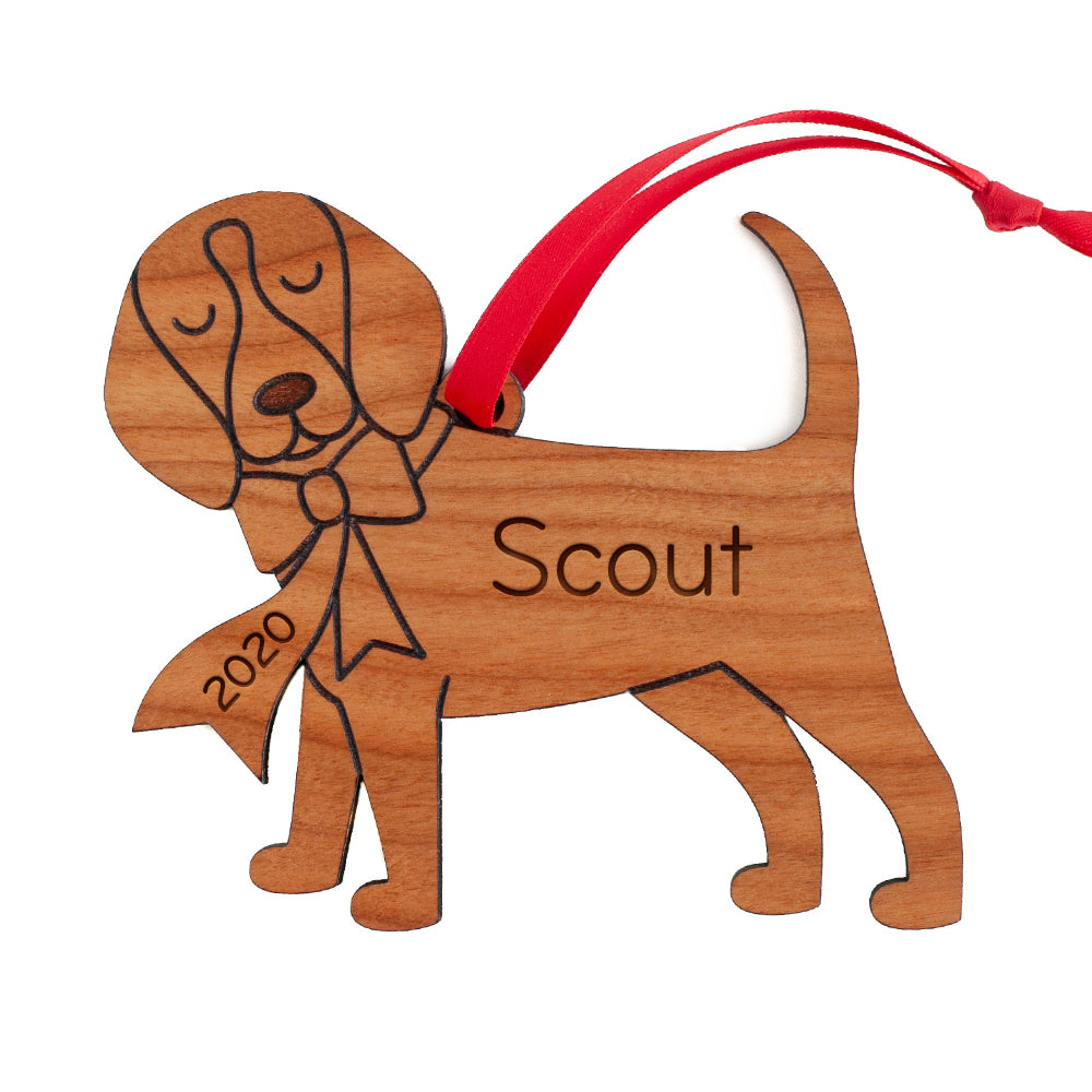 Beagle Wooden Christmas Ornament - Personalized