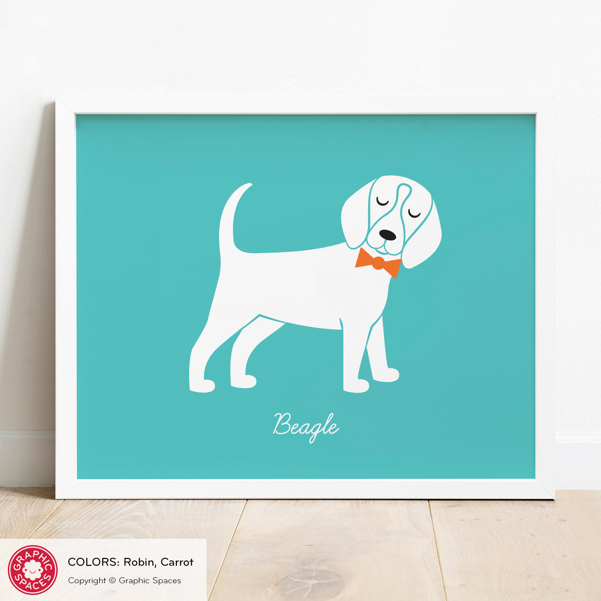 Beagle nursery art print, personalized.