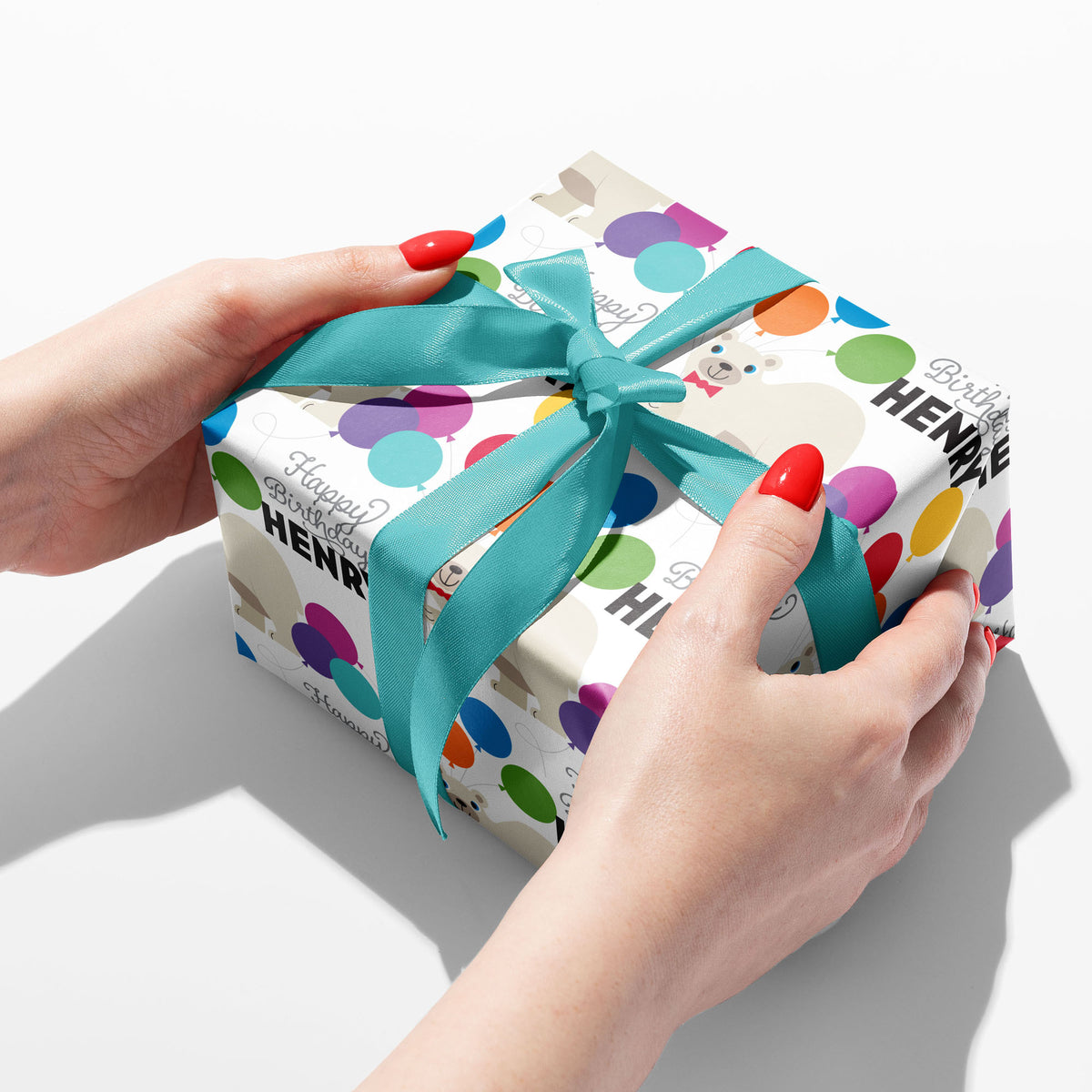 Bear Birthday Personalized Gift Wrapping Paper - BRIGHTS
