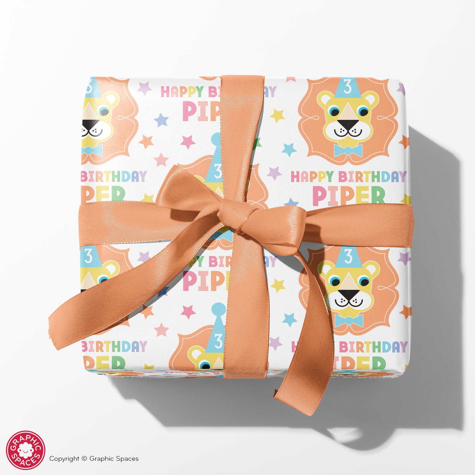 Kids Wrapping Paper - Lion Birthday (Personalized) - Graphic Spaces