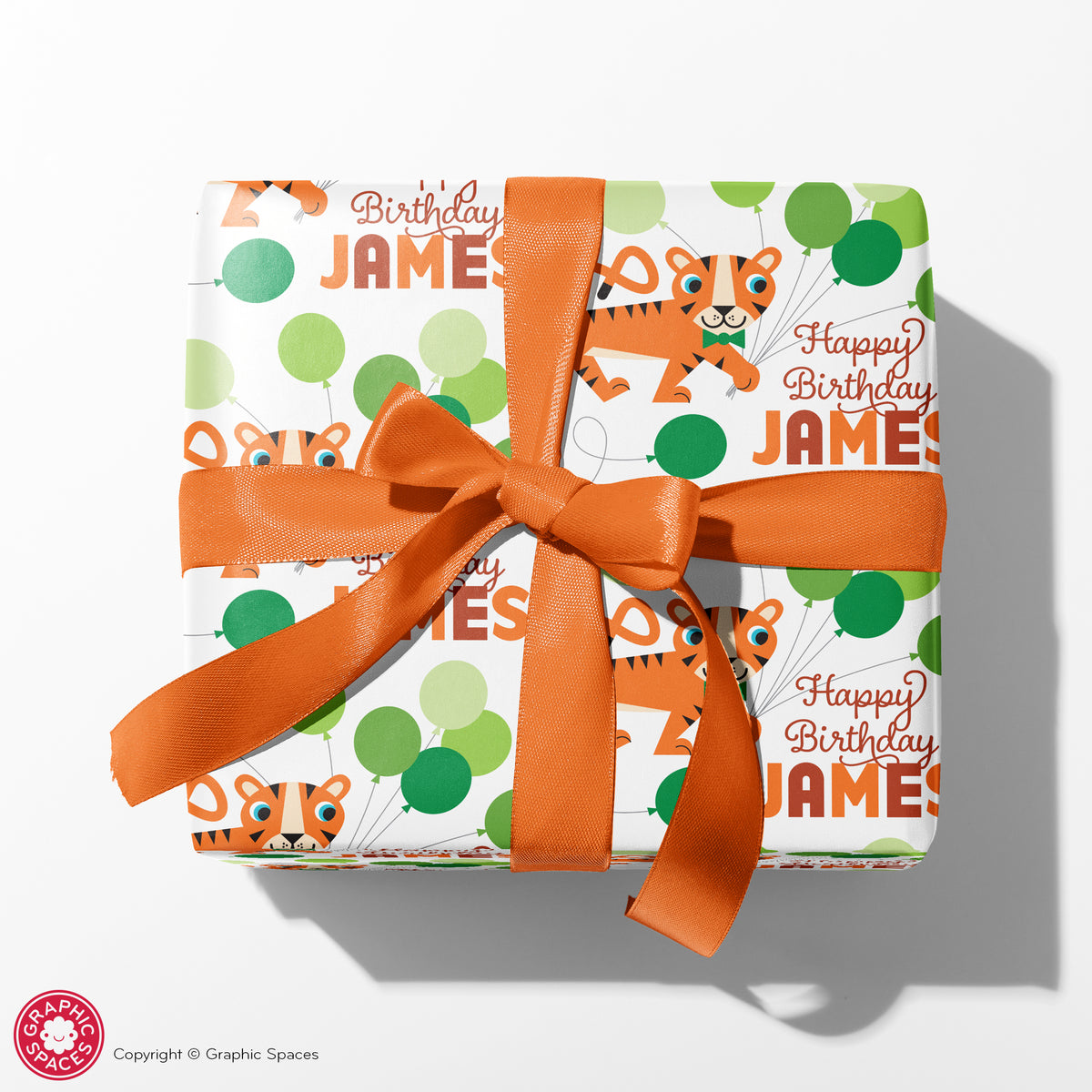 Tiger Birthday Personalized Wrapping Paper - BRIGHT