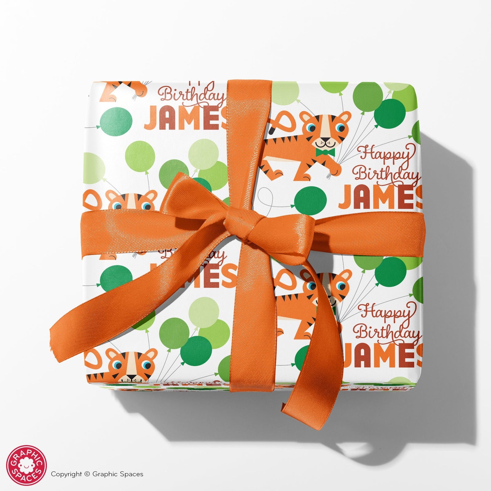 Kids Wrapping Paper - Tiger Birthday (Personalized, Bright) - Graphic Spaces