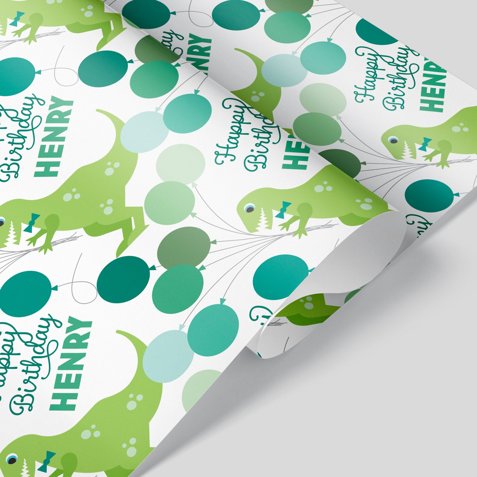 Kids Wrapping Paper - Dinosaur Birthday (Personalized, Bright) - Graphic Spaces