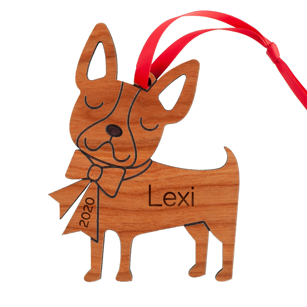 Boston Terrier Wooden Christmas Ornament - Personalized