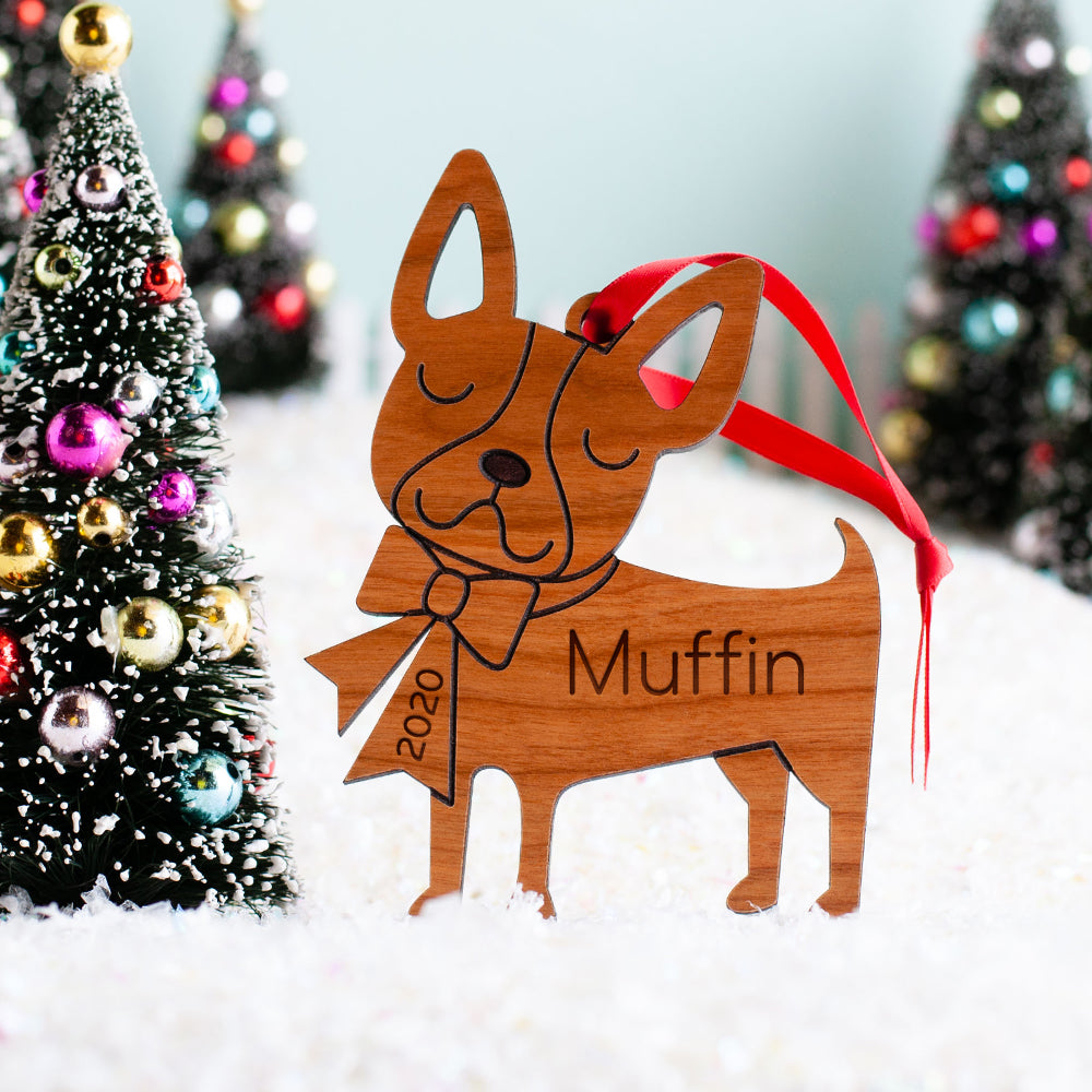 Boston Terrier Wooden Christmas Ornament - Personalized