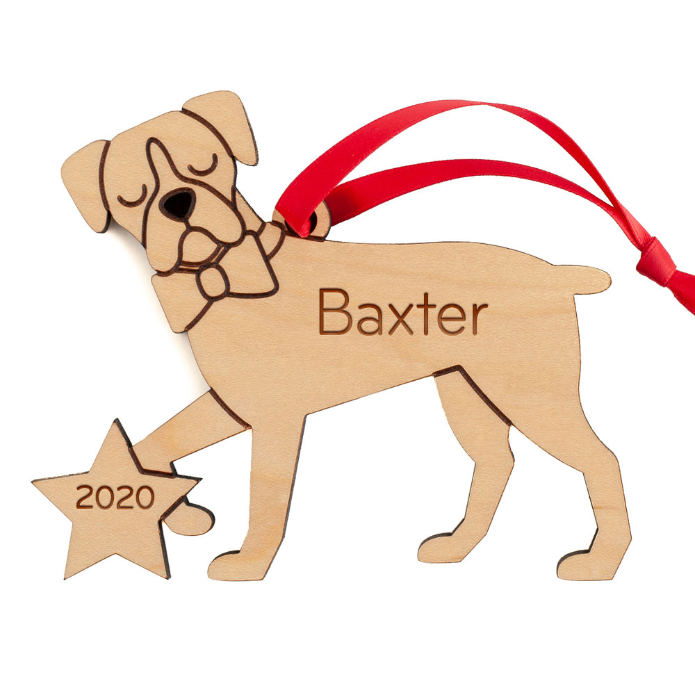 Boxer Wooden Christmas Ornament - Personalized