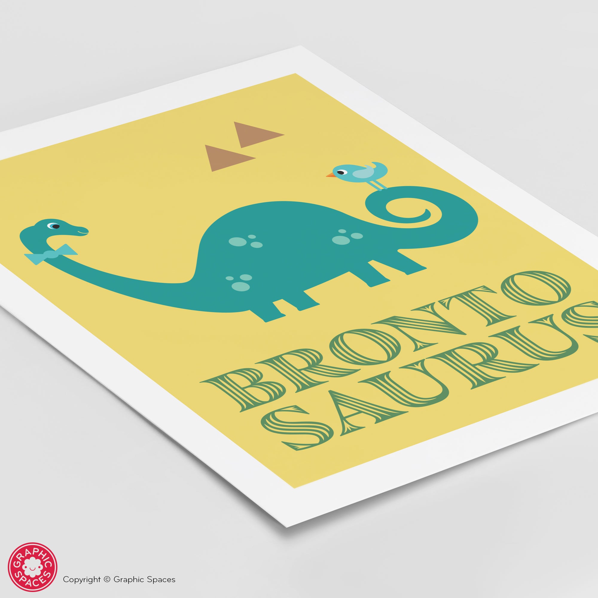 Brontosaurus nursery art print.