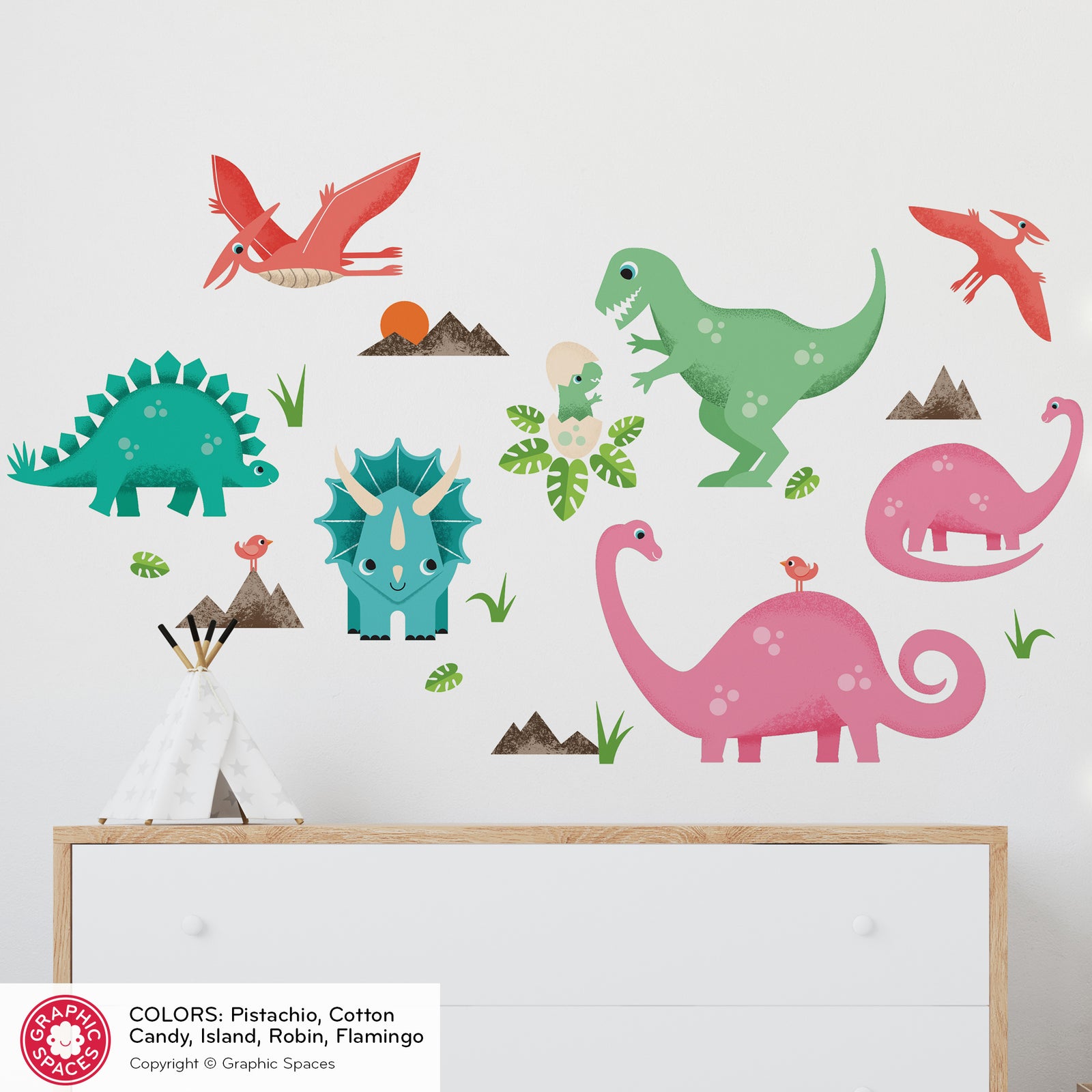 Kids Wall Decal - Dinosaur Assorted (Pack of 8) - Graphic Spaces