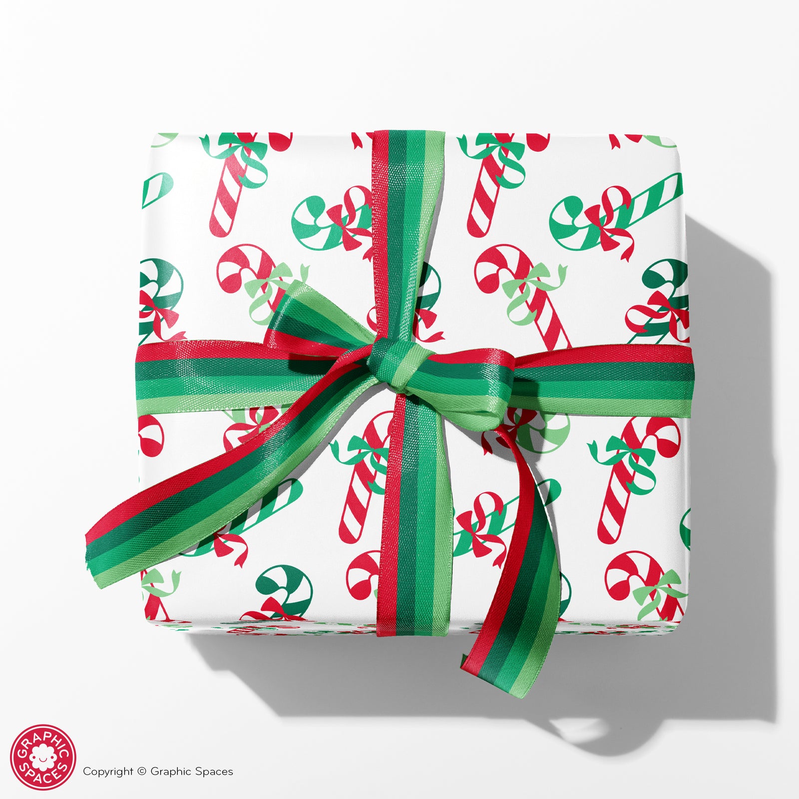 Christmas Wrapping Paper - Classic Candy Canes (White) - Graphic Spaces