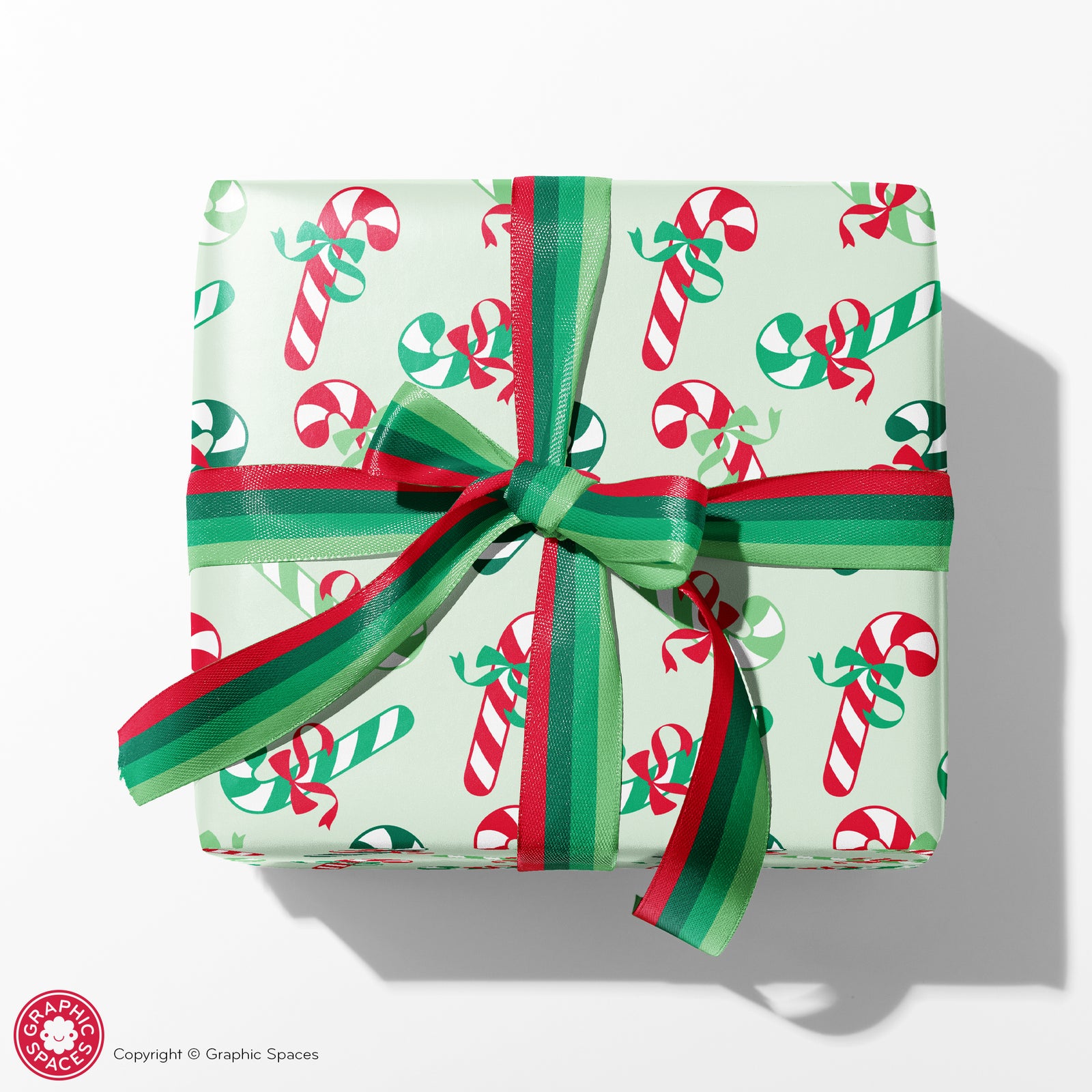 Christmas Wrapping Paper - Classic Candy Canes (Green) - Graphic Spaces