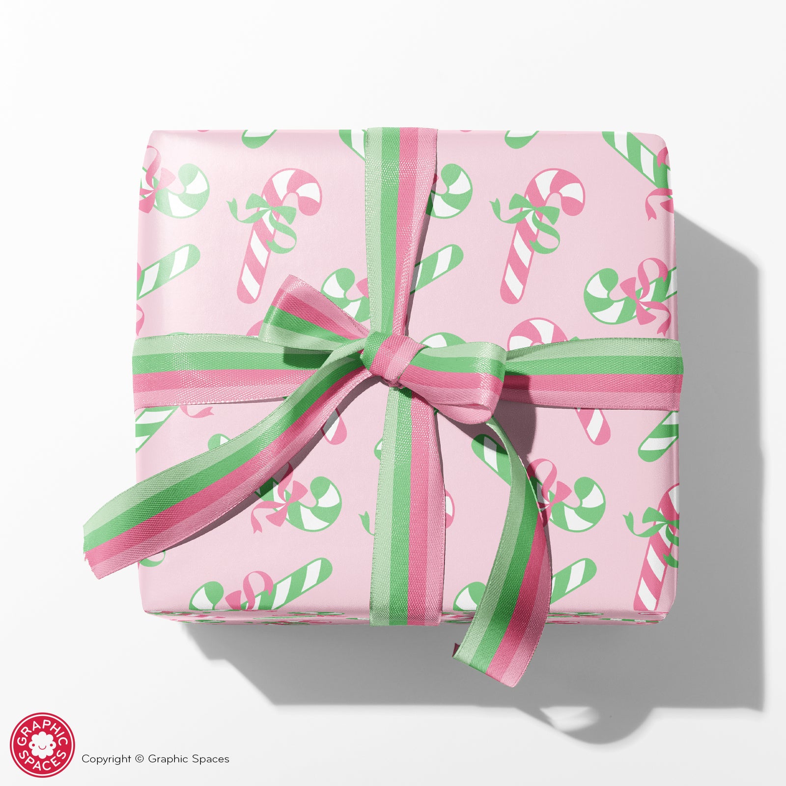 Christmas Wrapping Paper - Pastel Candy Canes (Pink) - Graphic Spaces