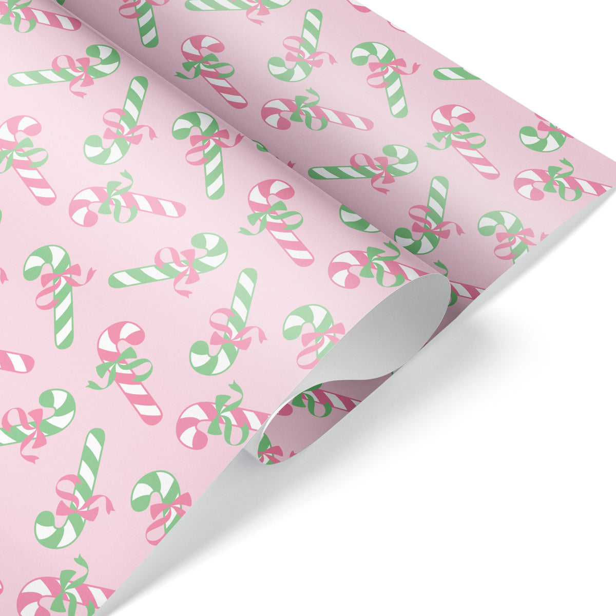 Candy Cane Pastel Christmas Wrapping Paper - PINK