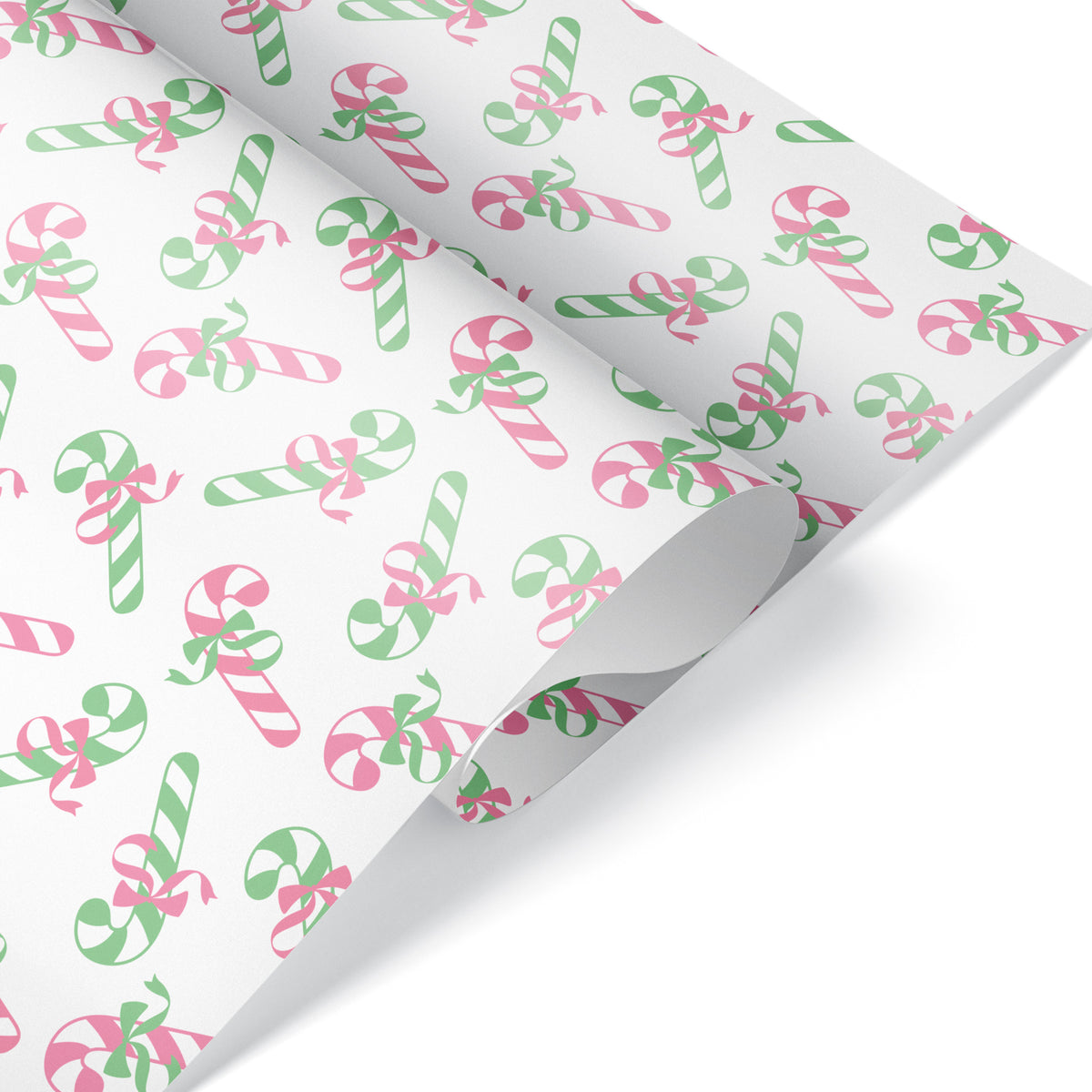 Candy Cane Pastel Christmas Wrapping Paper - WHITE
