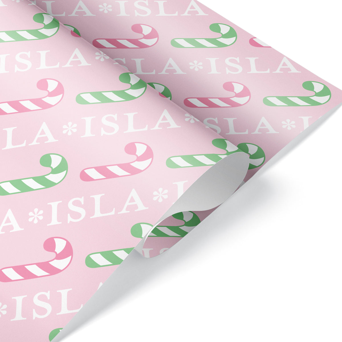 Candy Cane Christmas Personalized Wrapping Paper - PASTEL PINK